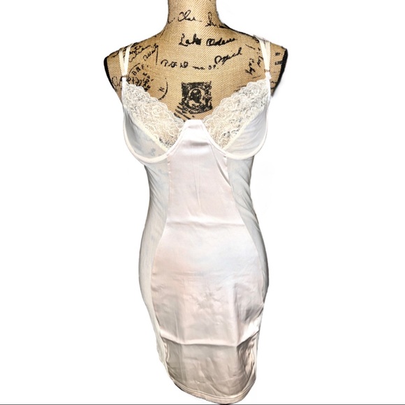 Satin Champagne Mini Slip Dress - Picture 2 of 15